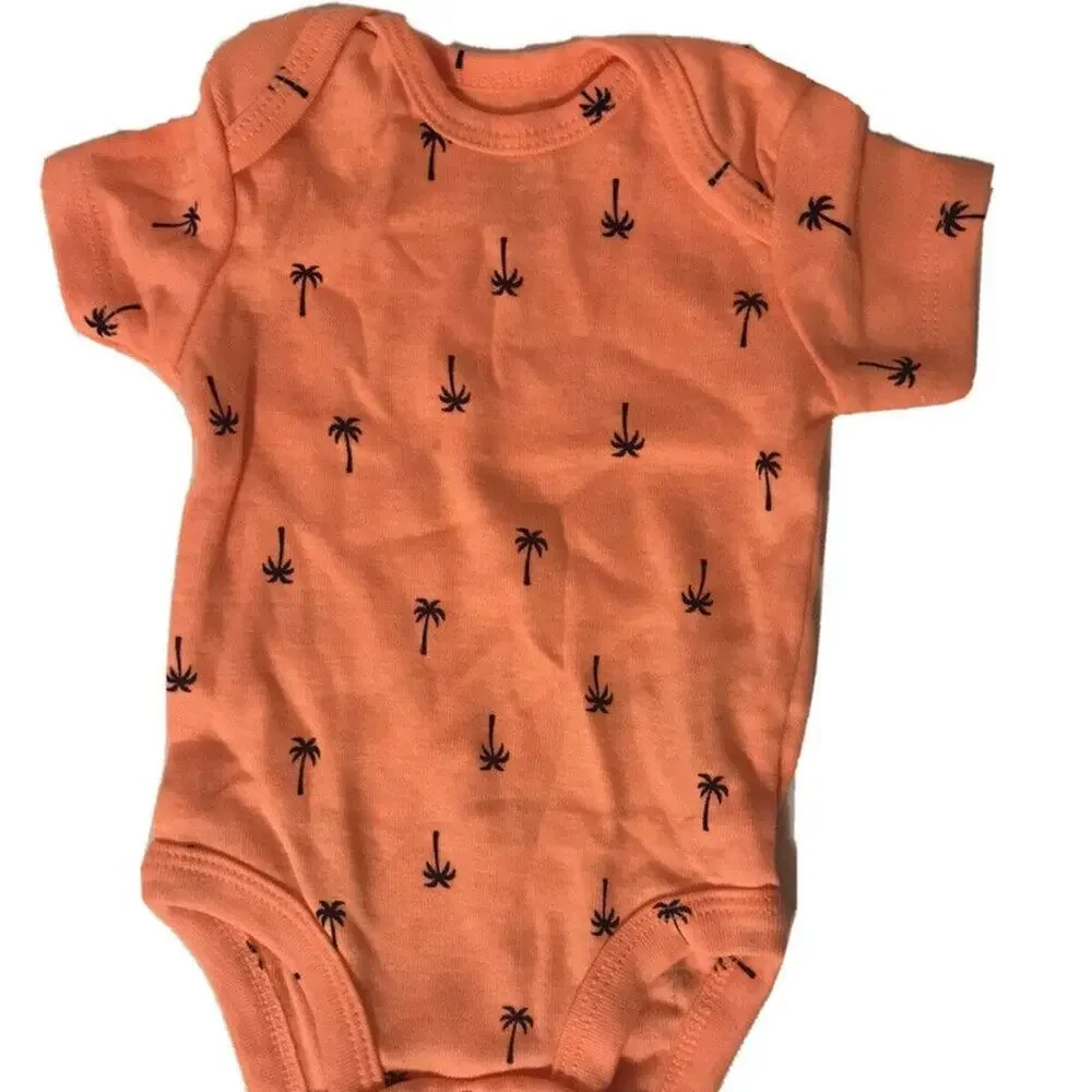 NWT Carters Newborn Baby Girl Coral Palm Tree Snap Button One piece baby Cotton